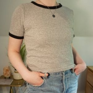 Grey and black top